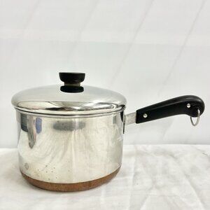 Revere Ware 1801 2Qt Copper Bottom Sauce pan W/ Lid- Double Ring
